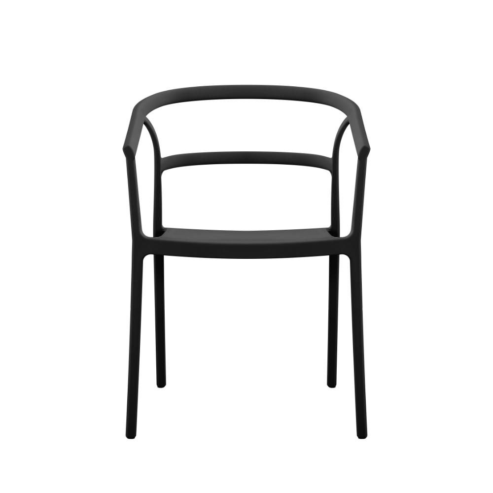 Silla Porto, Negro, con Espaldar Minimalista y Diseño Moderno, vista posterior