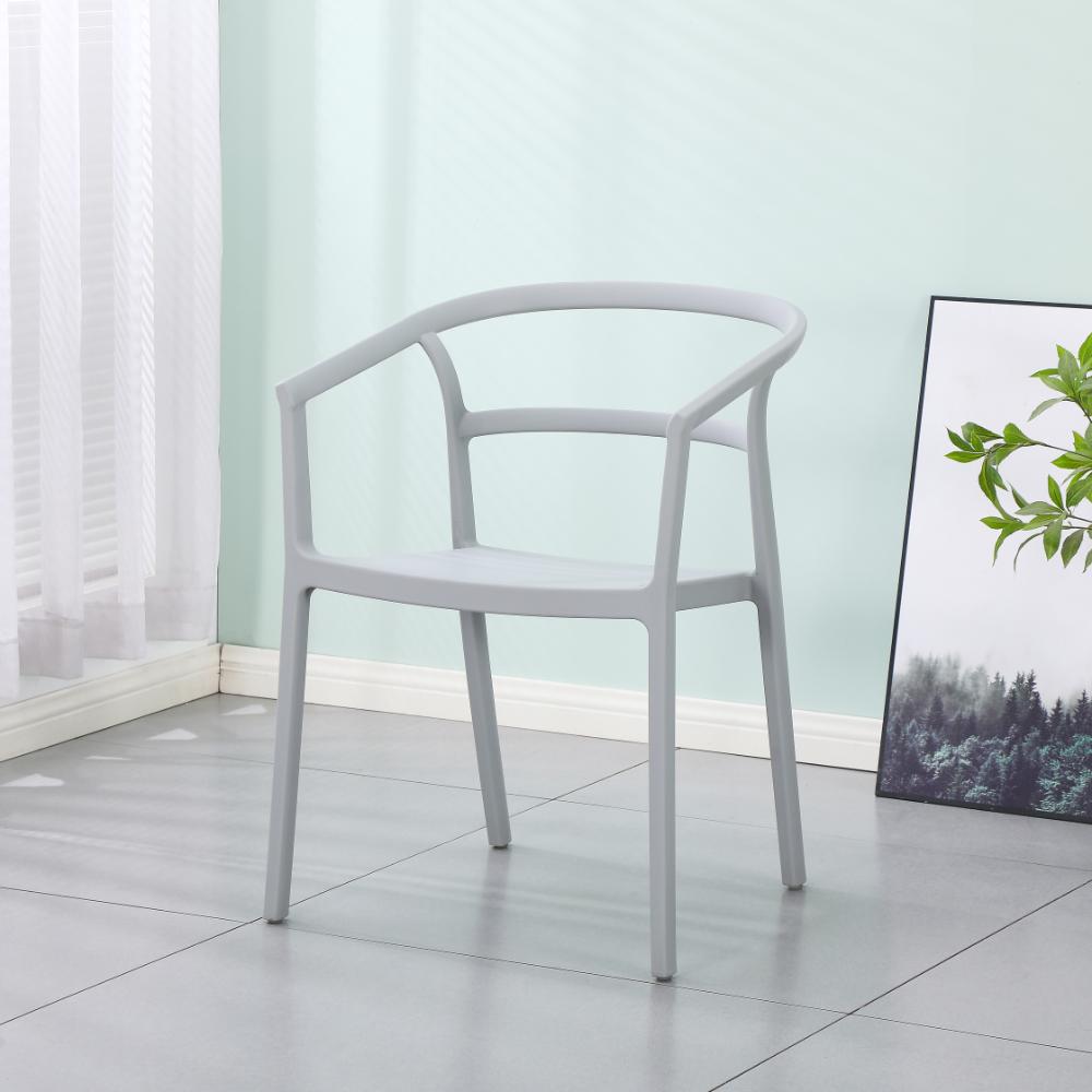 Silla Porto, Gris, con Espaldar Minimalista y Diseño Moderno, vista frontal