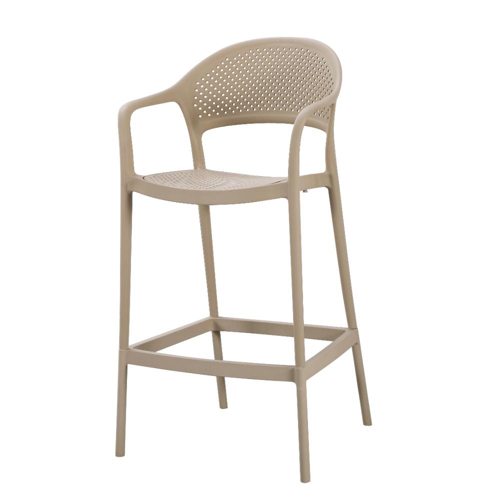 Silla para Bar Curitiva, Taupe, con Reposa Pies Doble Proposito, detalle
