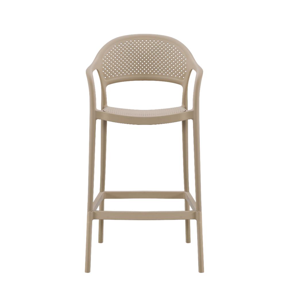 Silla para Bar Curitiva, Taupe, con Reposa Pies Doble Proposito, vista posterior