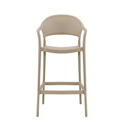 Silla para Bar Curitiva, Taupe, con Reposa Pies Doble Proposito, vista posterior