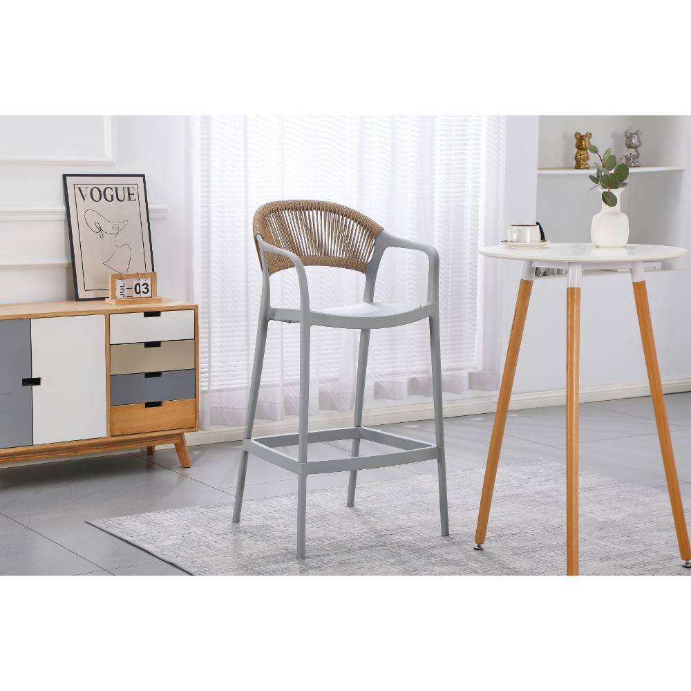 Silla para Bar Balí, Gris, Doble Propósito con Reposa Pies