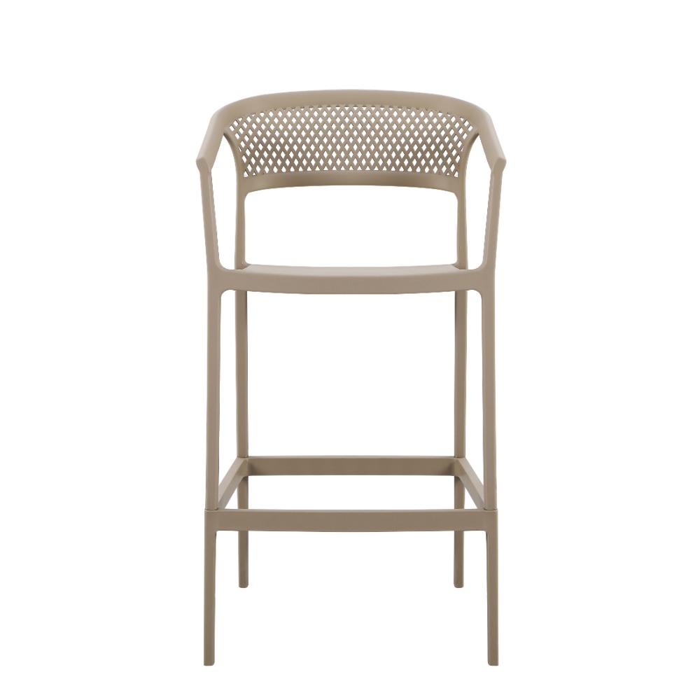 Silla para Bar Salvador, Taupe, con Reposa Pies Doble Proposito, vista posterior