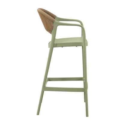 Silla para Bar Balí, Verde, Doble Propósito con Reposa Pies
