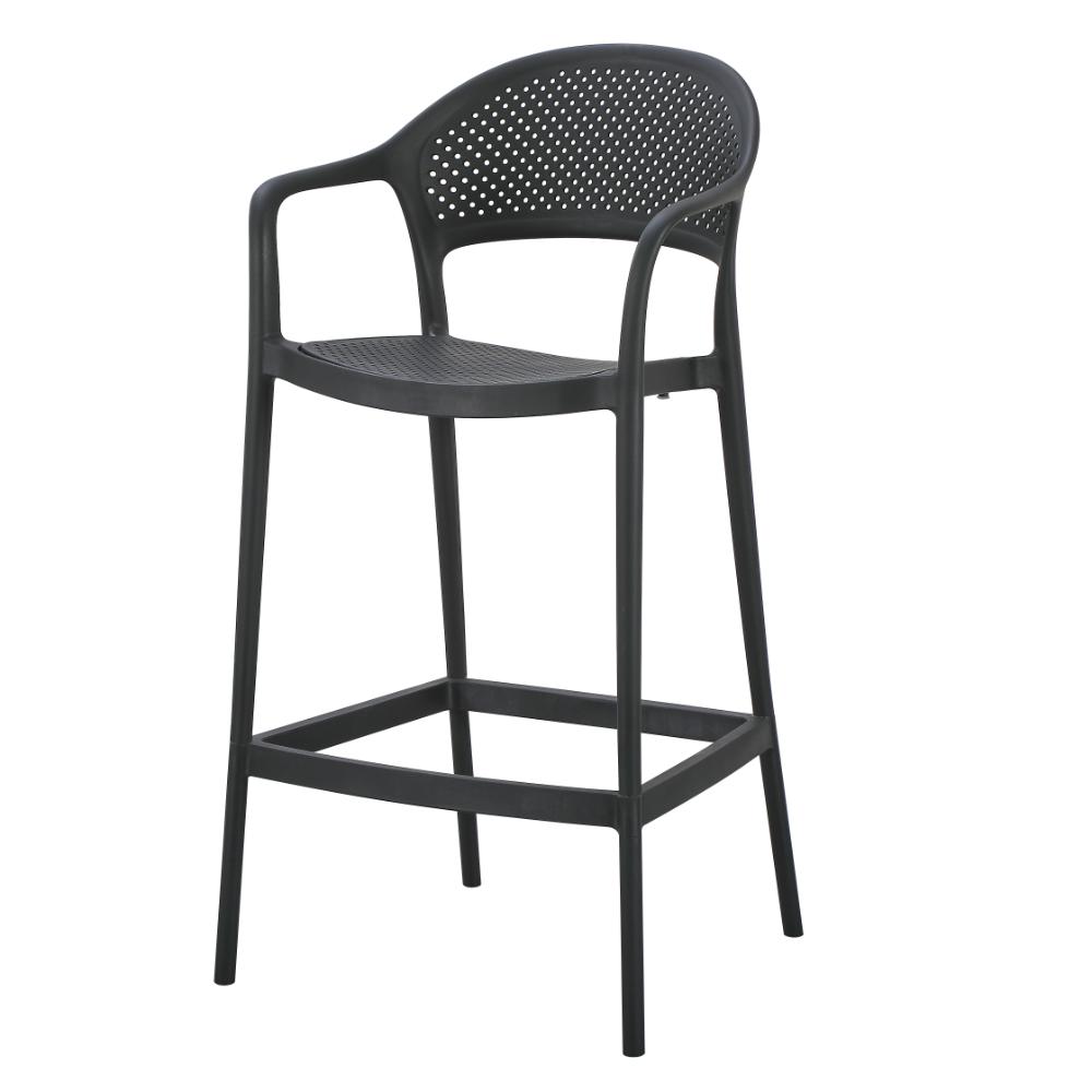 Silla para Bar Curitiva, Negro, con Reposa Pies Doble Proposito, vista posterior