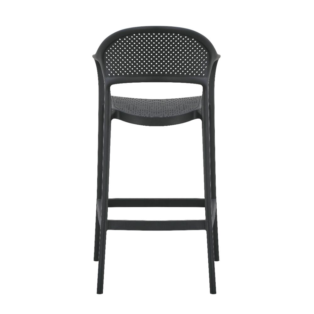 Silla para Bar Curitiva, Negro, con Reposa Pies Doble Proposito, detalle de acabado