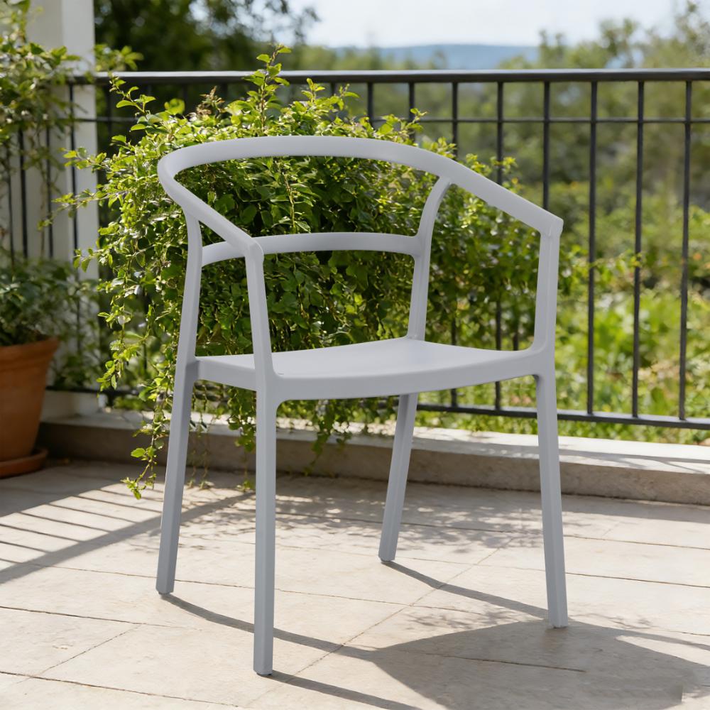 Silla Porto, Gris, con Espaldar Minimalista y Diseño Moderno, vista lateral