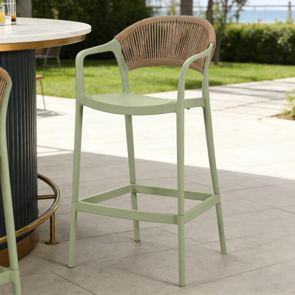 Silla para Bar Balí, Verde, Doble Propósito con Reposa Pies
