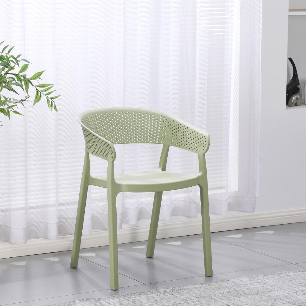 Silla Manaos, Verde, con Espaldar Minimalista y Diseño Moderno, vista lateral