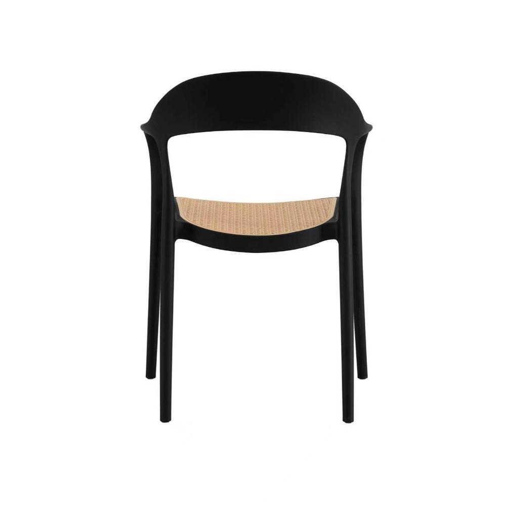 Set de 2 Sillas Río, Negro y Beige, con Espaldar Abierto y Diseño Moderno