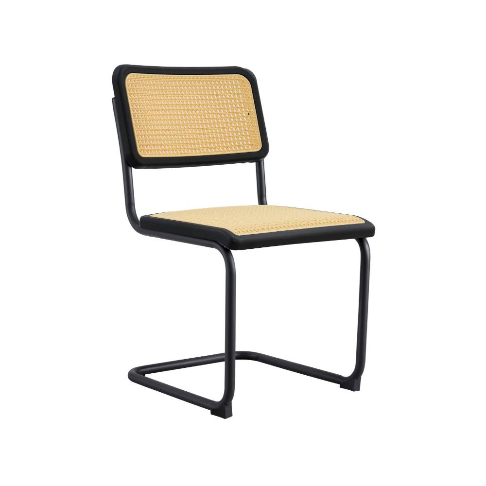 Silla Vintage, Negro y Beige, con Espaldar Transpirable y Diseño Retro, vista lateral