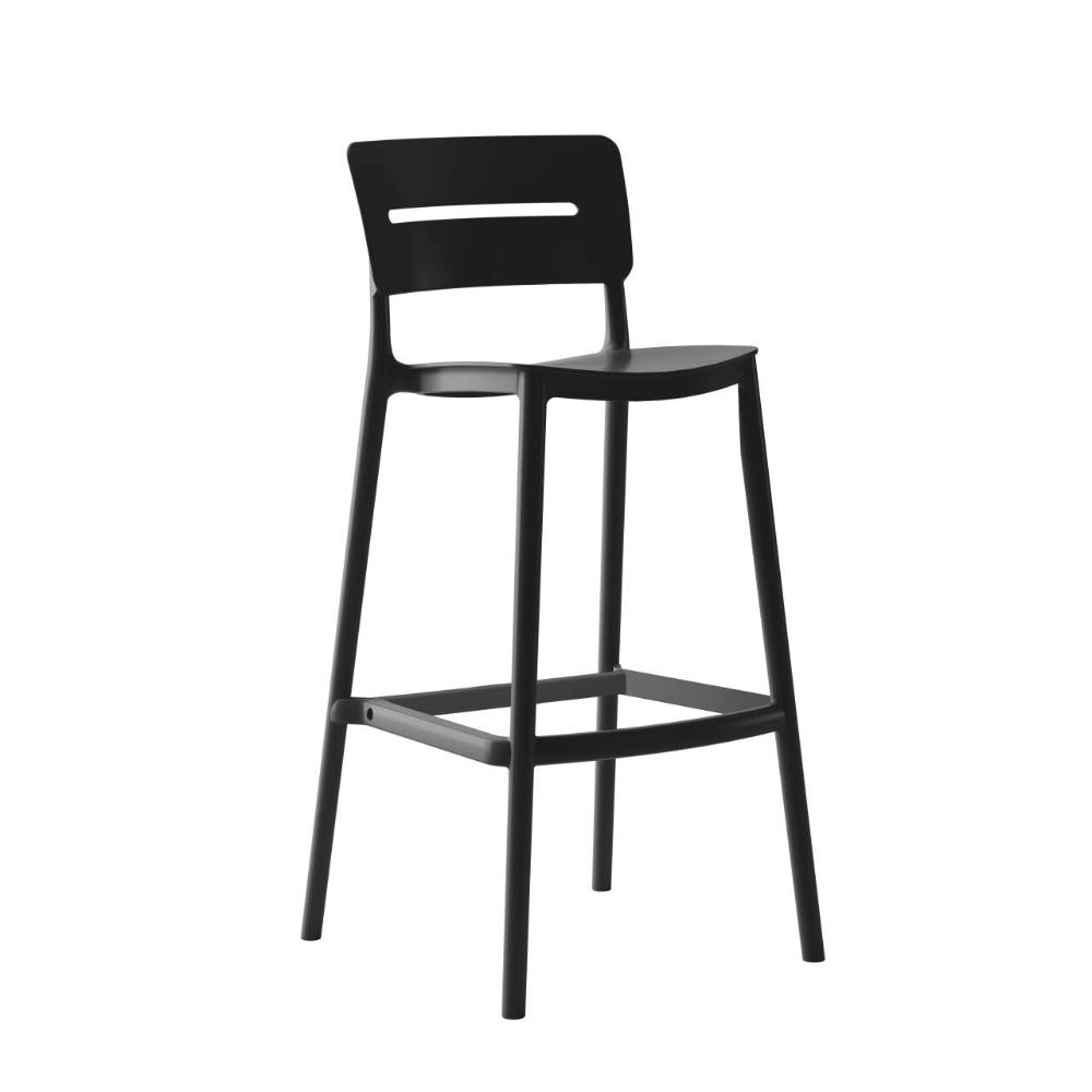 Set de 2 Sillas para Bar Manila, Negro, con Espaldar Rectangular y Diseño Moderno