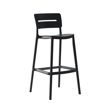Set de 2 Sillas para Bar Manila, Negro, con Espaldar Rectangular y Diseño Moderno