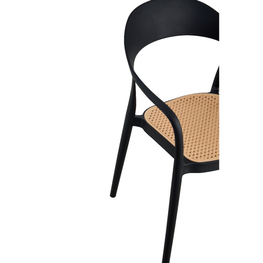 Set de 4 Sillas Río, Negro y Beige, con Espaldar Abierto y Diseño Moderno
