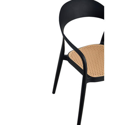 Set de 2 Sillas Río, Negro y Beige, con Espaldar Abierto y Diseño Moderno