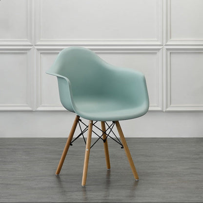 Silla Eymos , Color Azul Claro, con Espaldar y Patas en Madera