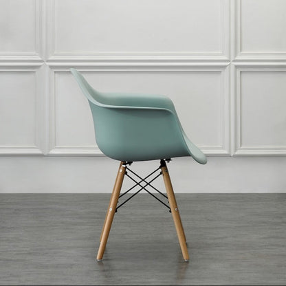 Silla Eymos , Color Azul Claro, con Espaldar y Patas en Madera