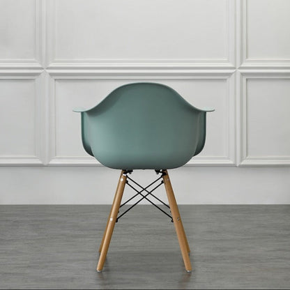 Silla Eymos , Color Azul Claro, con Espaldar y Patas en Madera