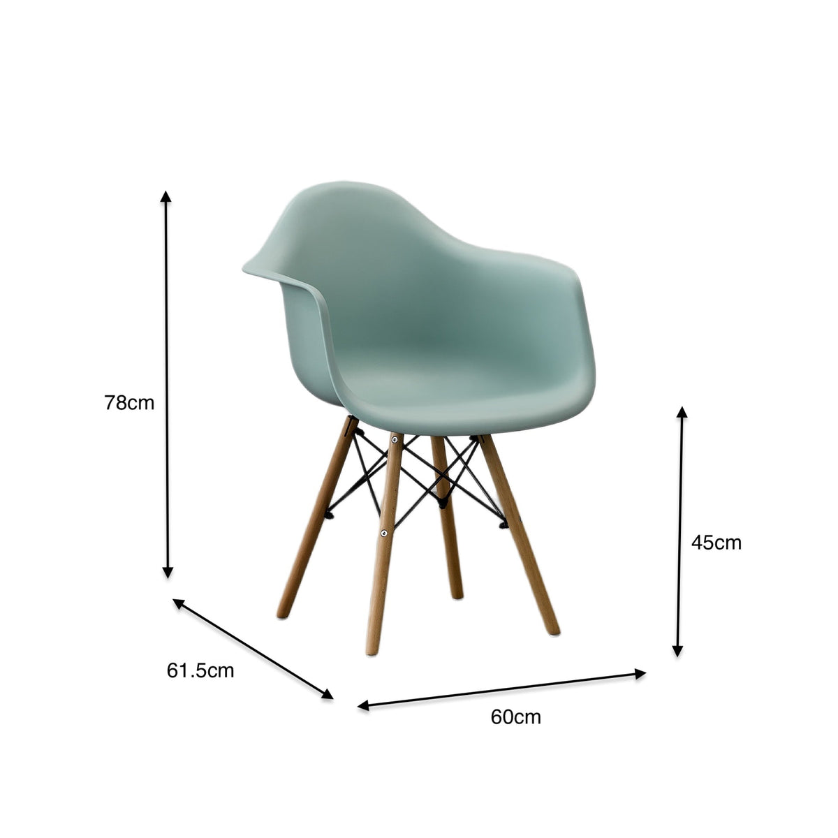 Silla Eymos , Color Azul Claro, con Espaldar y Patas en Madera