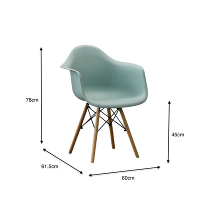 Silla Eymos , Color Azul Claro, con Espaldar y Patas en Madera