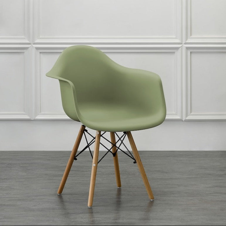 Set de 2 Sillas Eymos , Color Verde, con Espaldar y Patas en Madera