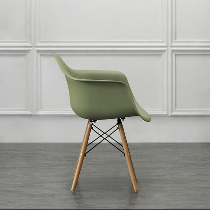 Set de 2 Sillas Eymos , Color Verde, con Espaldar y Patas en Madera