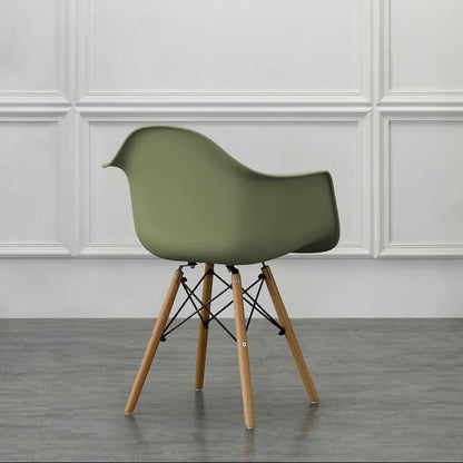 Set de 2 Sillas Eymos , Color Verde, con Espaldar y Patas en Madera