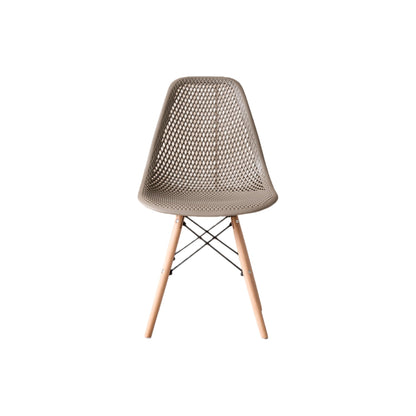 Silla Aira, Color Taupe, con Espaldar y Patas en Madera, medidas