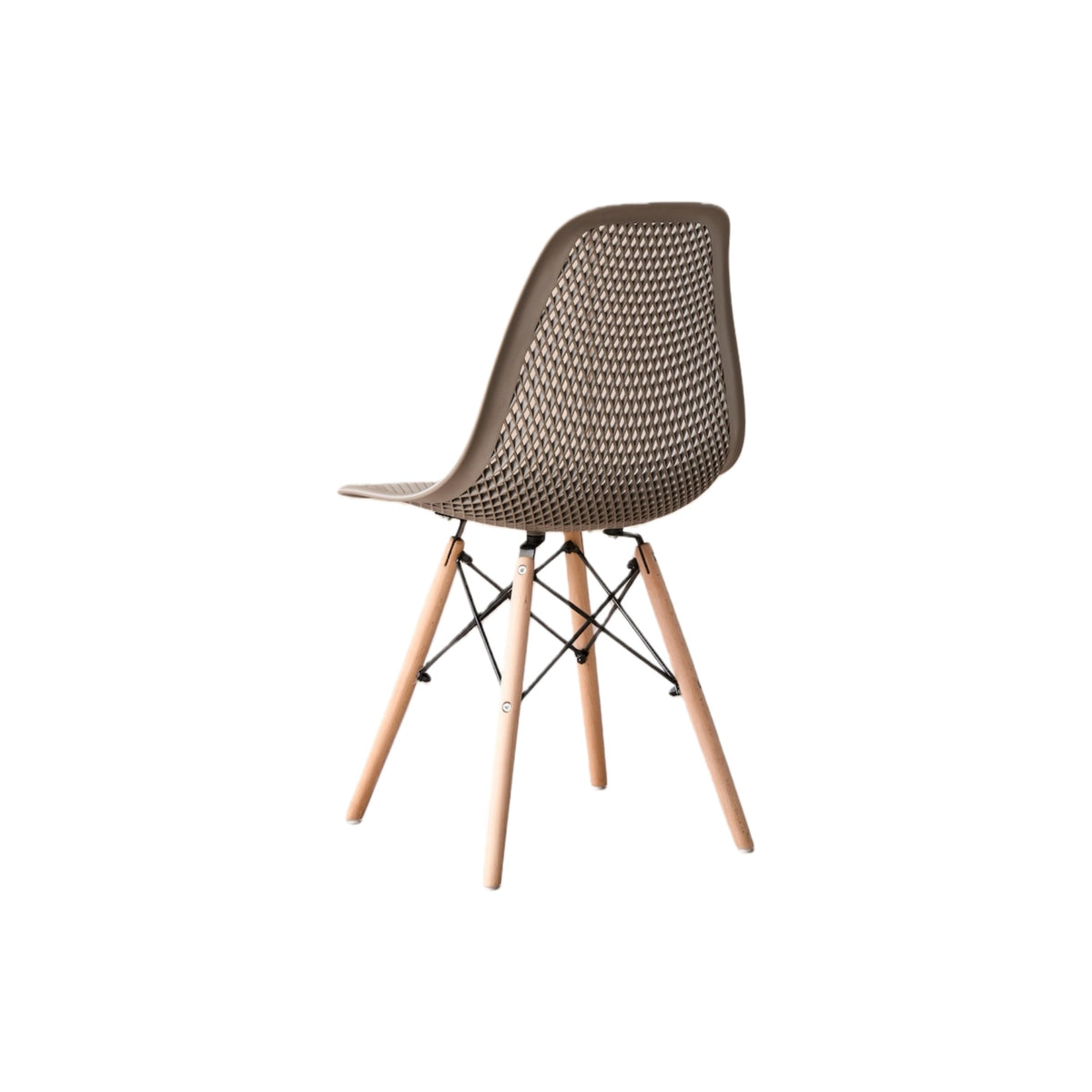 Silla Aira, Color Taupe, con Espaldar y Patas en Madera, vista superior