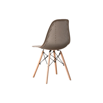 Silla Aira, Color Taupe, con Espaldar y Patas en Madera, vista superior