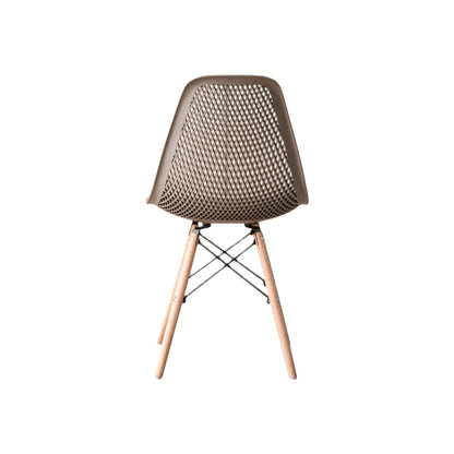 Silla Aira, Color Taupe, con Espaldar y Patas en Madera, abierto