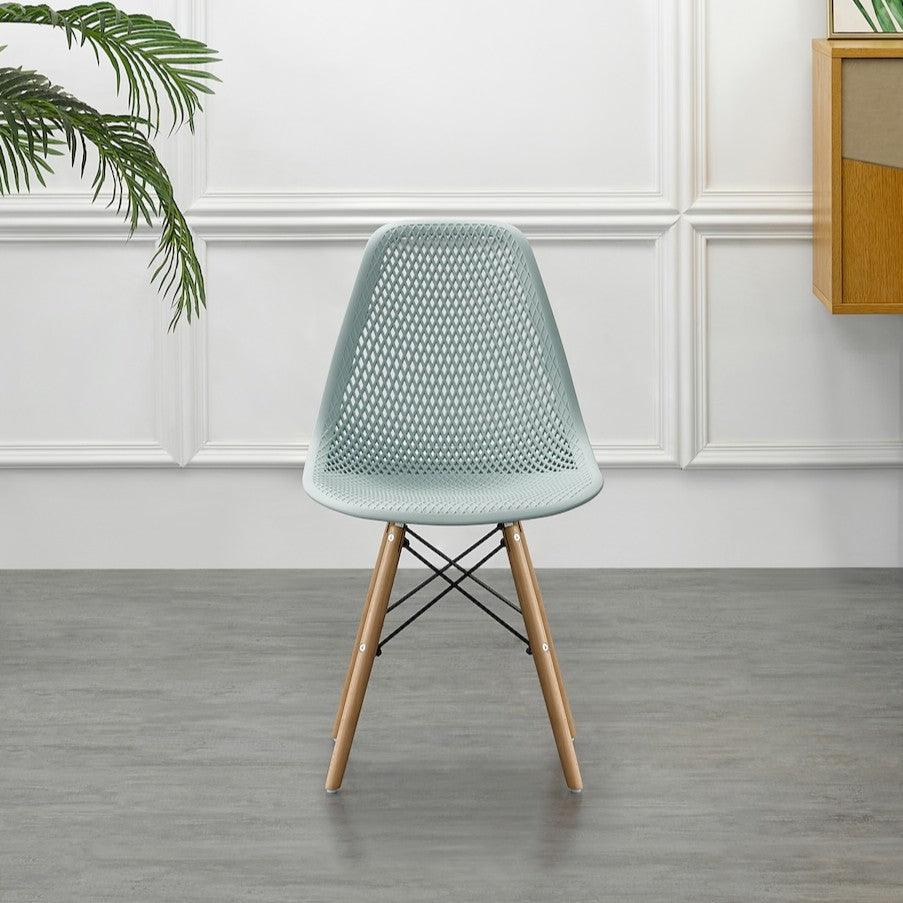 Silla Aira, Color Azul Claro, con Espaldar y Patas en Madera