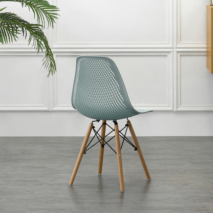 Silla Aira, Color Azul Claro, con Espaldar y Patas en Madera