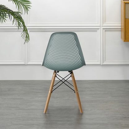 Silla Aira, Color Azul Claro, con Espaldar y Patas en Madera
