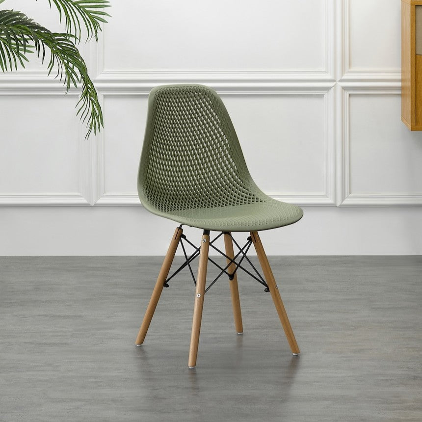 Set de 2 Sillas Aira, Color Verde, con Espaldar y Patas en Madera
