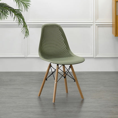 Set de 2 Sillas Aira, Color Verde, con Espaldar y Patas en Madera
