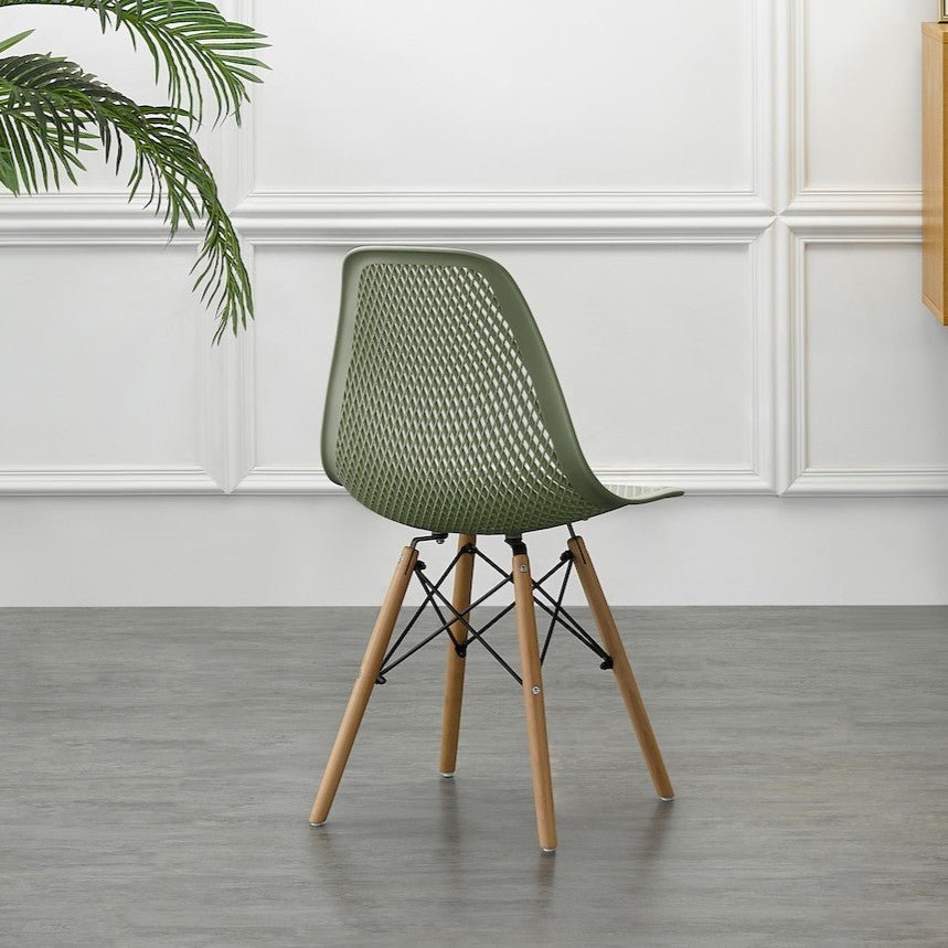 Set de 2 Sillas Aira, Color Verde, con Espaldar y Patas en Madera