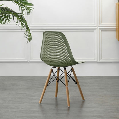 Set de 2 Sillas Aira, Color Verde, con Espaldar y Patas en Madera