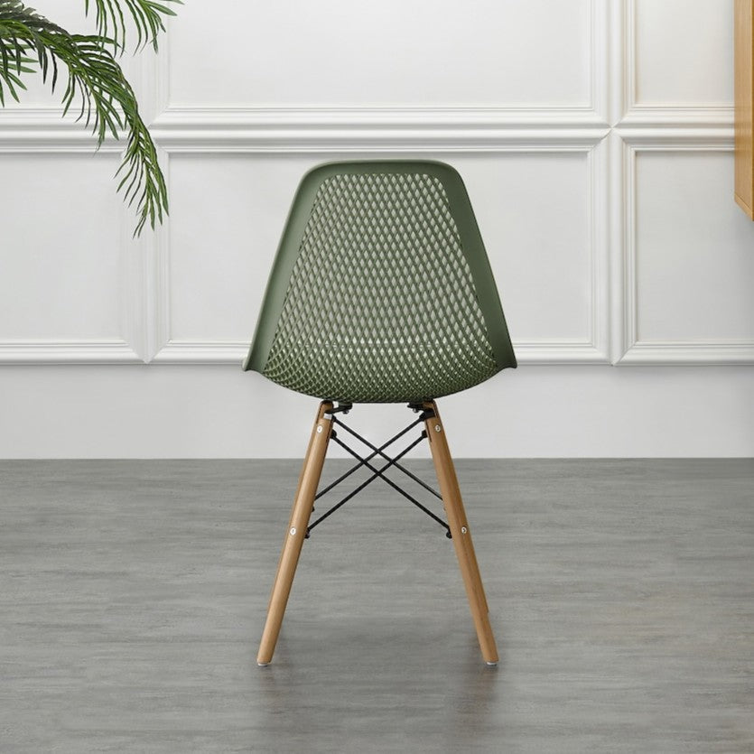 Set de 2 Sillas Aira, Color Verde, con Espaldar y Patas en Madera