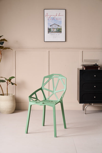 Silla Roxy, Color Verde, con Espaldar y Diseño Moderno, vista frontal