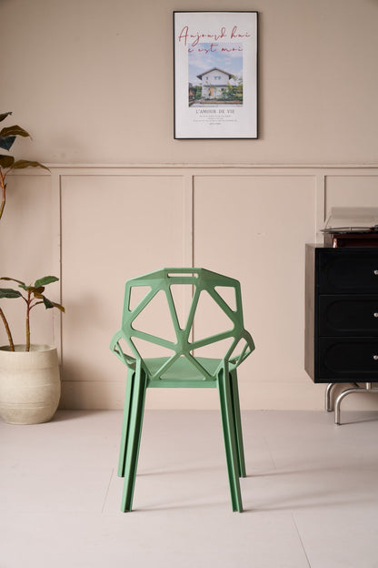 Silla Roxy, Color Verde, con Espaldar y Diseño Moderno, vista posterior