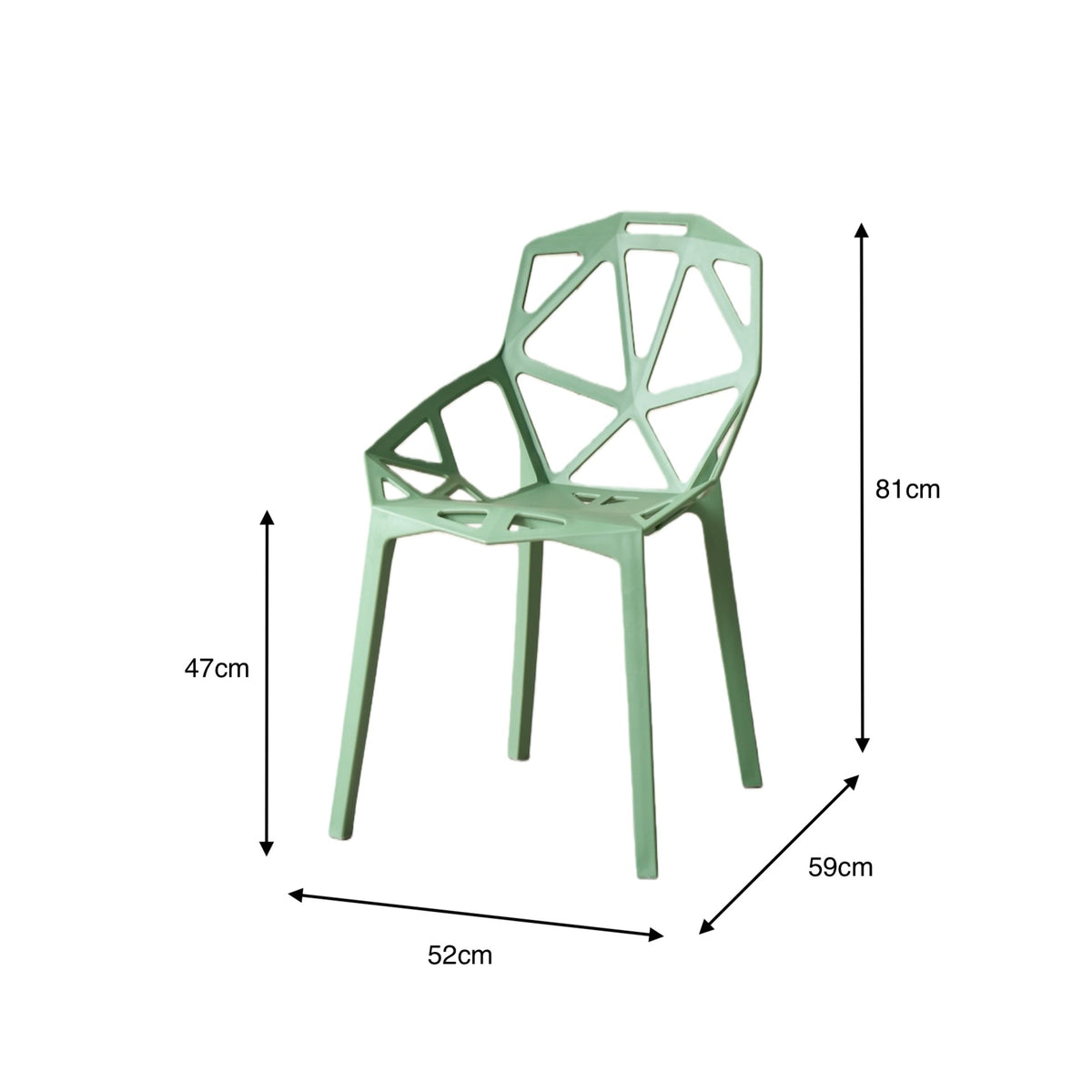Silla Roxy, Color Verde, con Espaldar y Diseño Moderno, vista en perspectiva