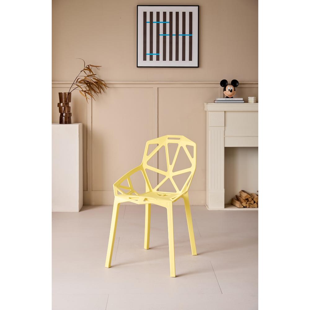 Silla Roxy, Color Amarillo, con Espaldar y Diseño Moderno, vista frontal