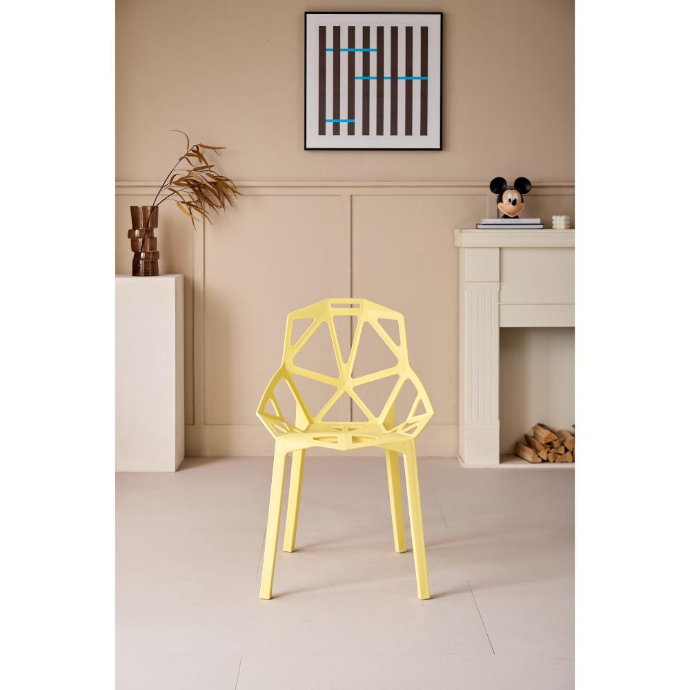 Silla Roxy, Color Amarillo, con Espaldar y Diseño Moderno, vista lateral