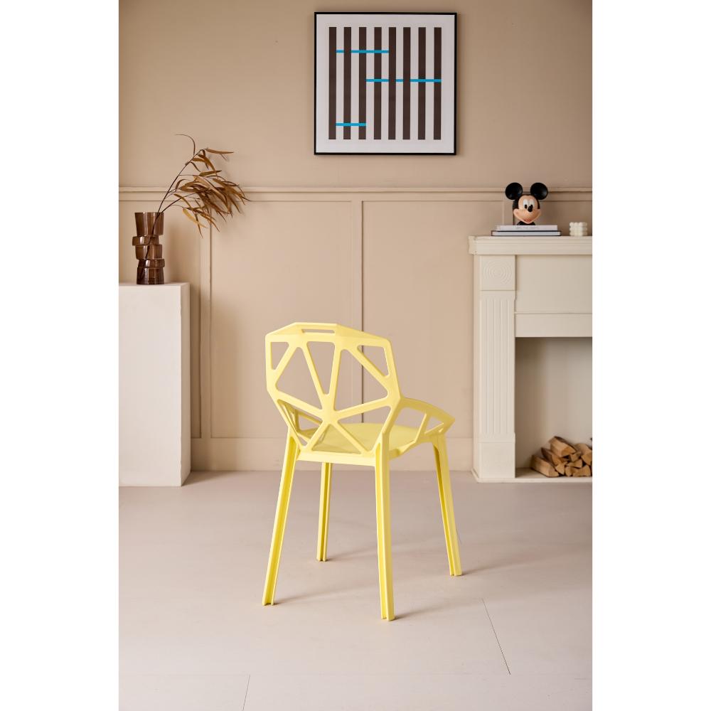 Silla Roxy, Color Amarillo, con Espaldar y Diseño Moderno, vista posterior