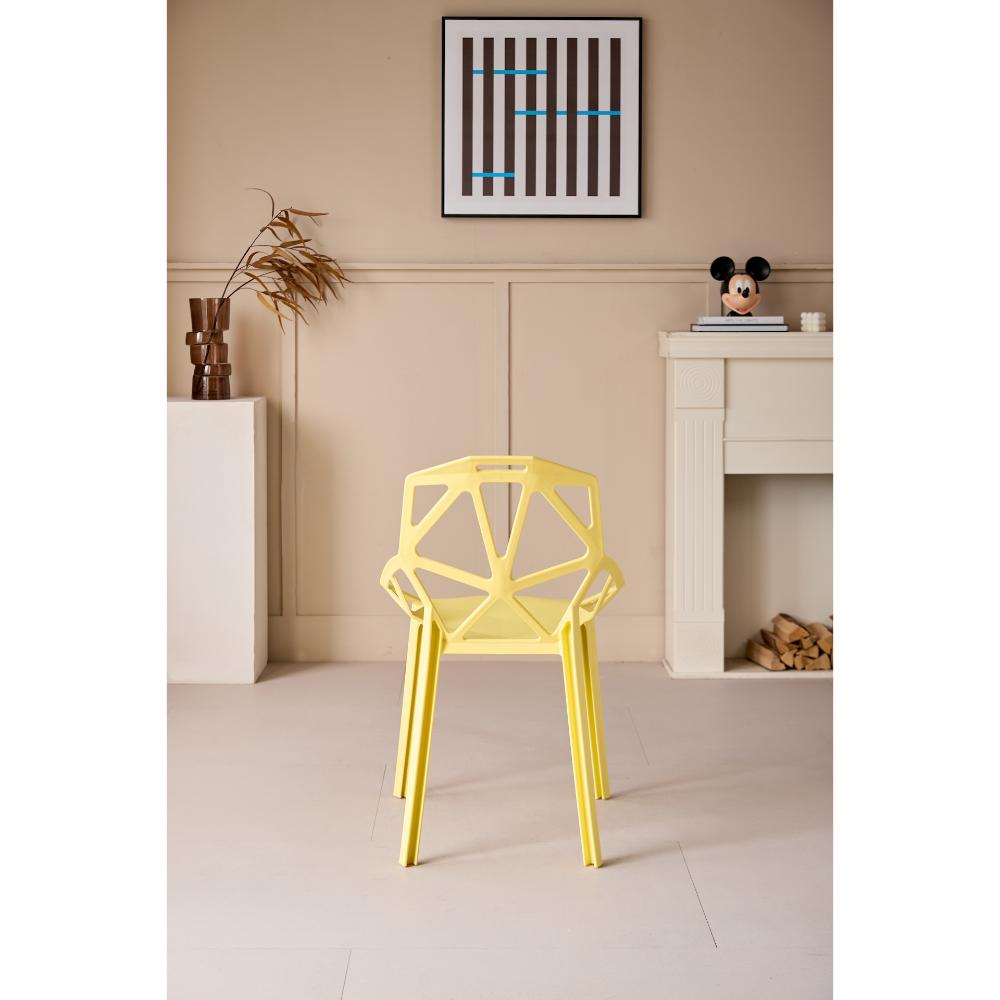Silla Roxy, Color Amarillo, con Espaldar y Diseño Moderno, en ambiente