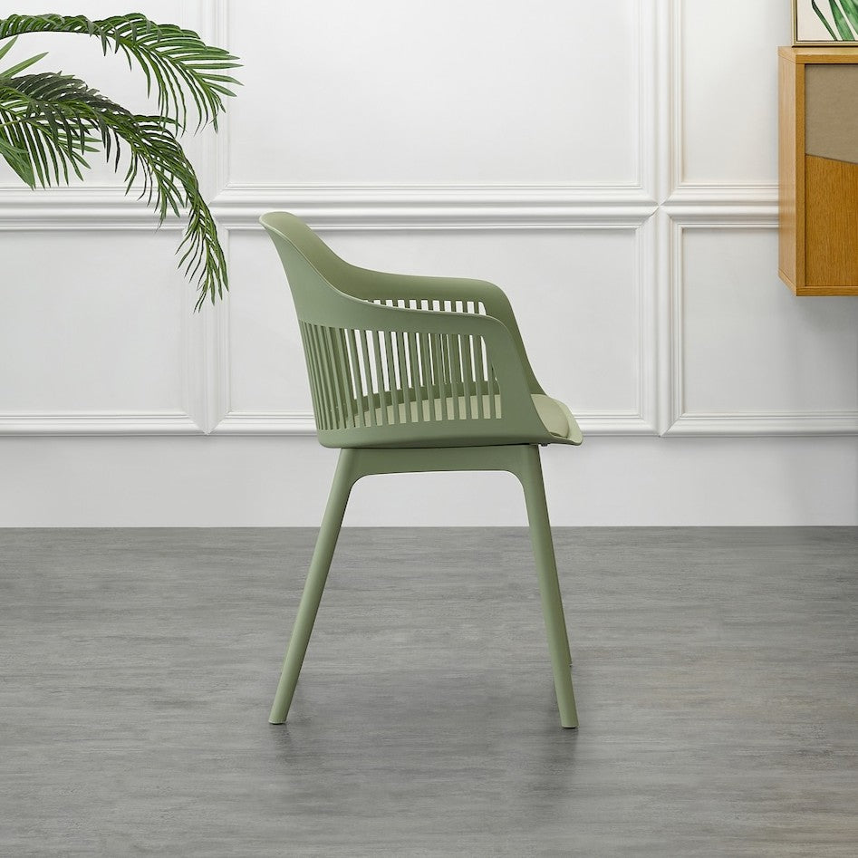 Set de 2 Sillas con Cojín Max, Color Verde, con Espaldar en Rejilla