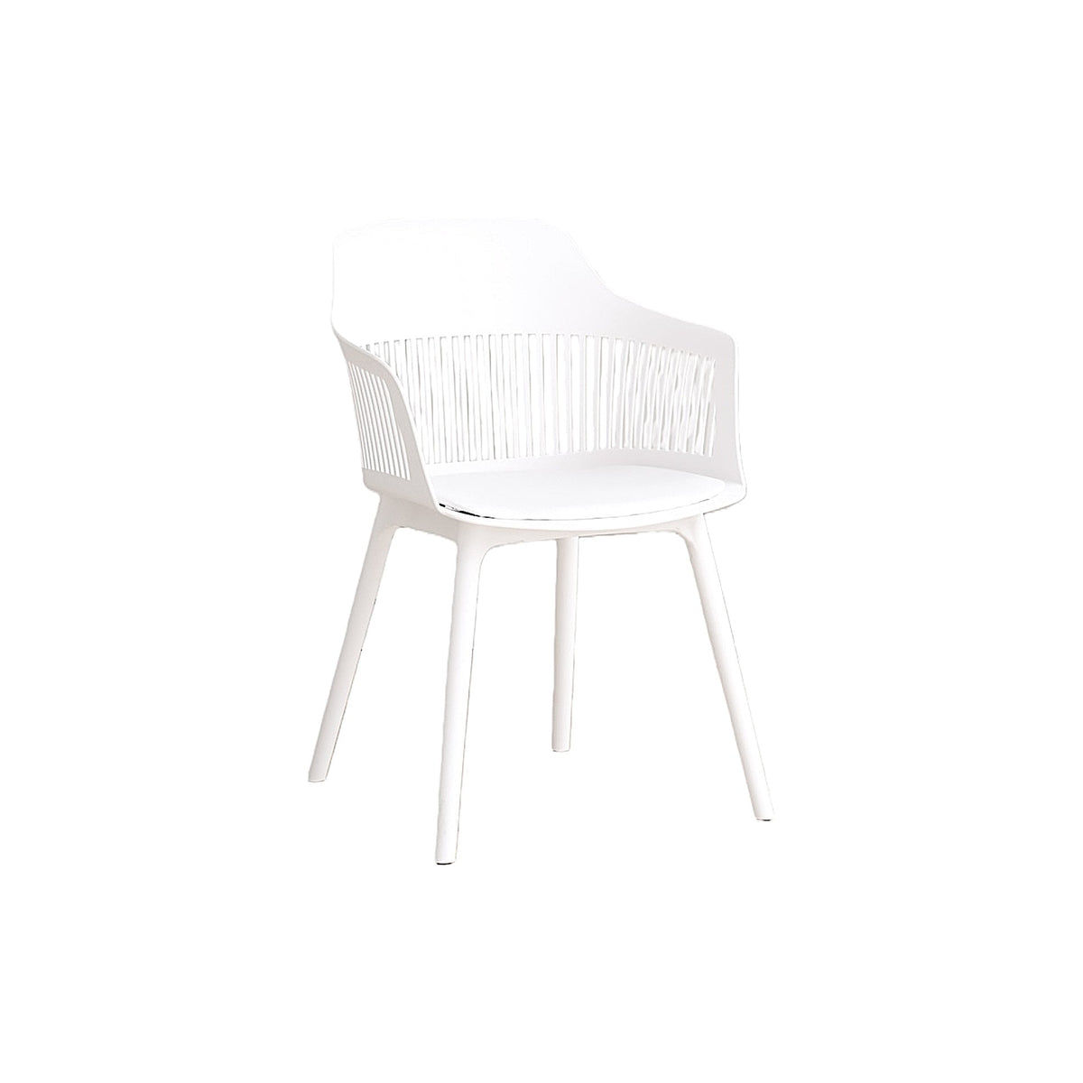 Silla con Cojín Max, Color Blanco, con Espaldar en Rejilla, medidas