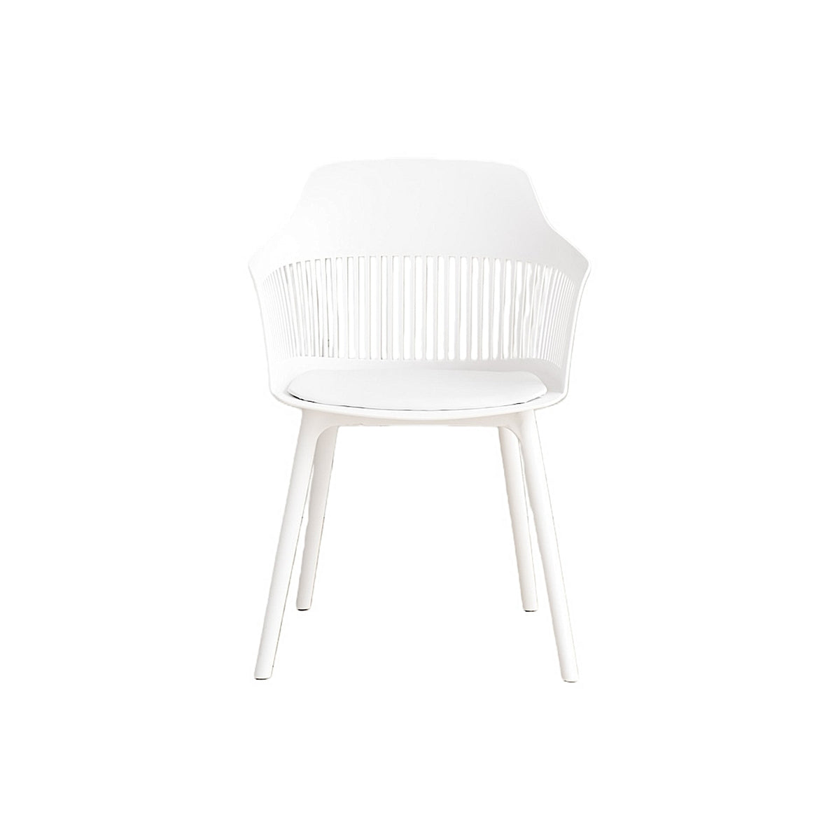 Silla con Cojín Max, Color Blanco, con Espaldar en Rejilla, detalle de acabado