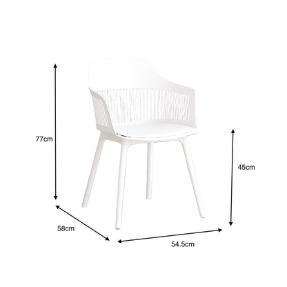 Silla con Cojín Max, Color Blanco, con Espaldar en Rejilla, vista en perspectiva